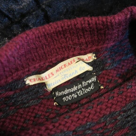 Meier & Frank 100% Wool Sweater Handmade Norway Fair Isle Fjord Nordic Snowflake - Picture 6 of 11